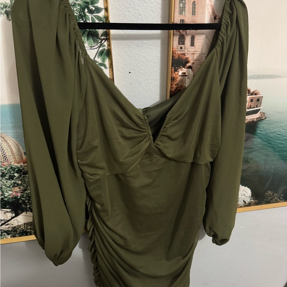 Elegant Olive Green Dress